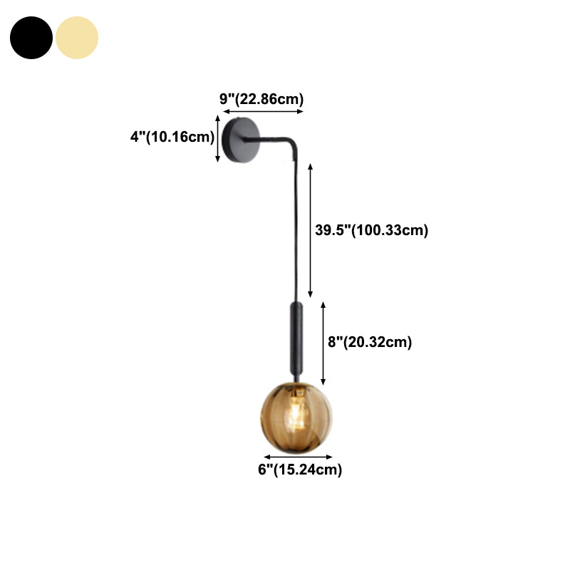 Simplicity Wall Hanging Lamp 1 Head Glass Spherical Bedside Wall Reading Light