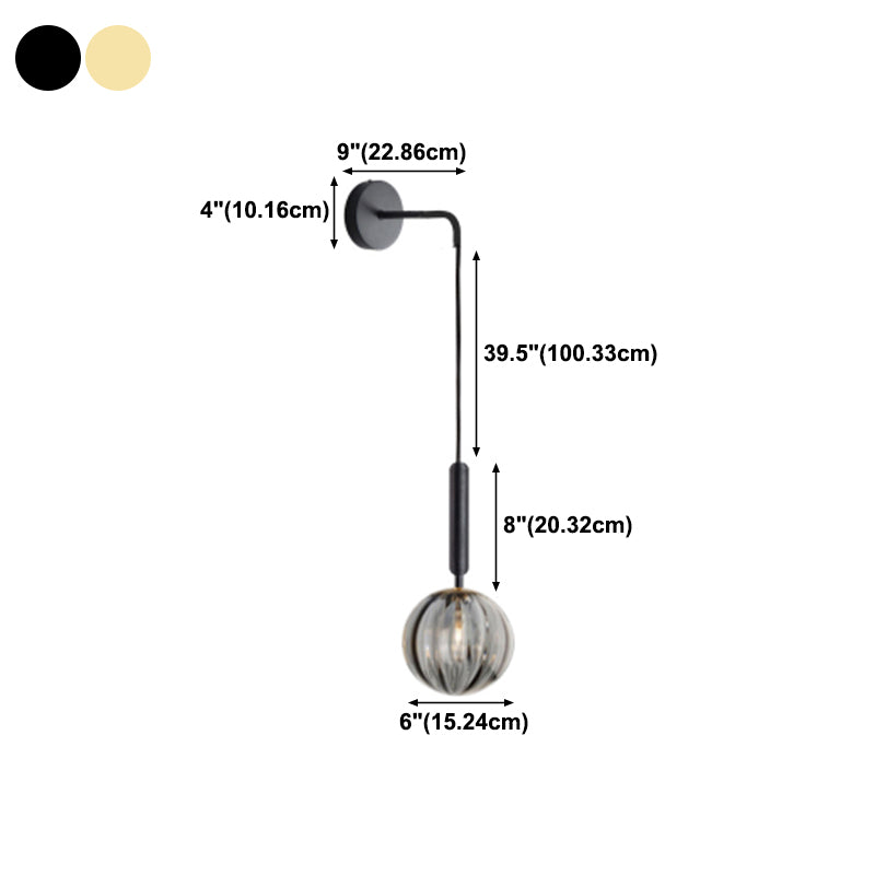 Simplicity Wall Hanging Lamp 1 Head Glass Spherical Bedside Wall Reading Light