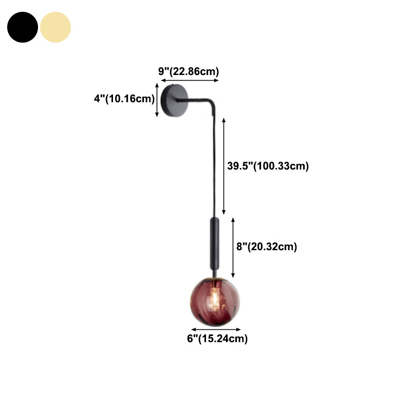 Simplicity Wall Hanging Lamp 1 Head Glass Spherical Bedside Wall Reading Light