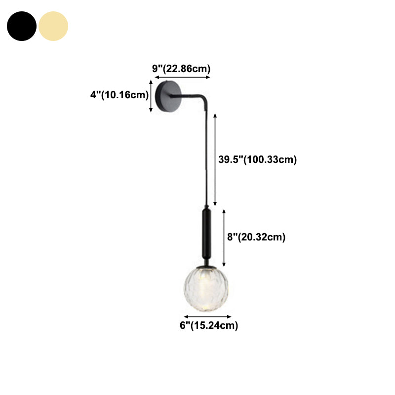 Simplicity Wall Hanging Lamp 1 Head Glass Spherical Bedside Wall Reading Light
