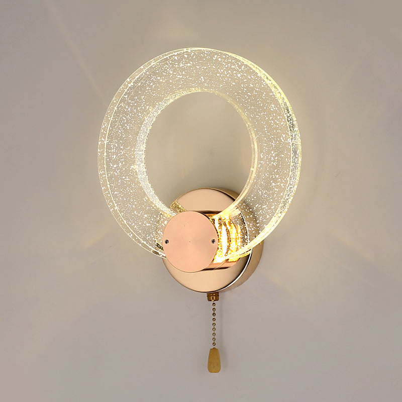 Luz de pared de cristal de forma redonda Estilo moderno 1 luz de montaje de pared ligera en oro