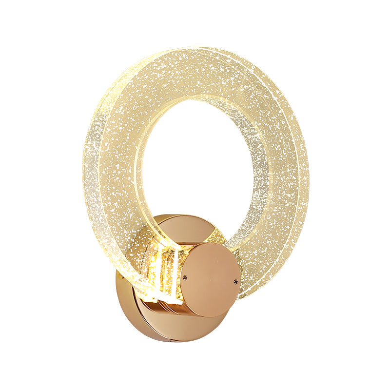 Luz de pared de cristal de forma redonda Estilo moderno 1 luz de montaje de pared ligera en oro