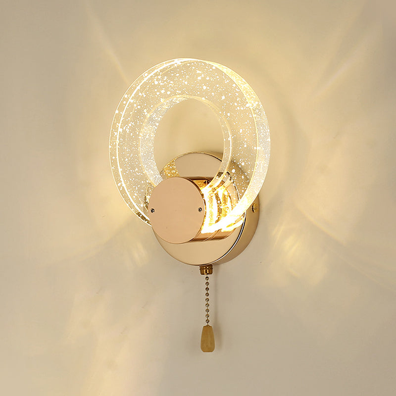 Luz de pared de cristal de forma redonda Estilo moderno 1 luz de montaje de pared ligera en oro
