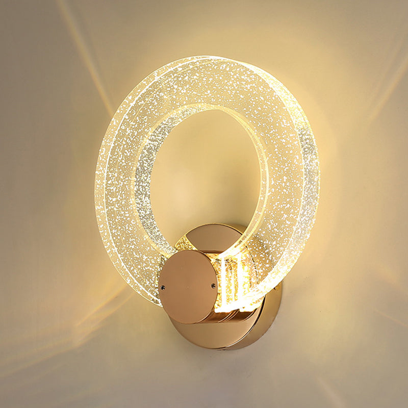 Luz de pared de cristal de forma redonda Estilo moderno 1 luz de montaje de pared ligera en oro
