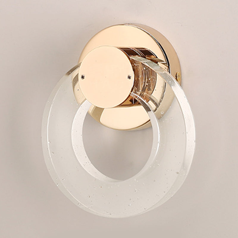 Luz de pared de cristal de forma redonda Estilo moderno 1 luz de montaje de pared ligera en oro
