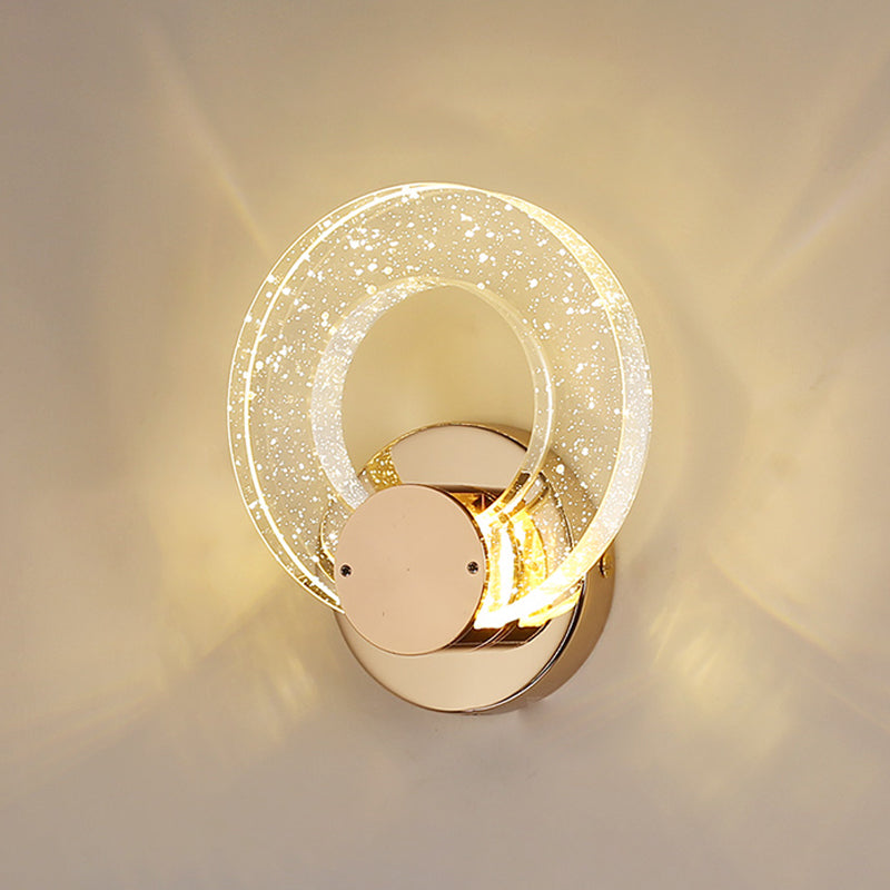 Luz de pared de cristal de forma redonda Estilo moderno 1 luz de montaje de pared ligera en oro