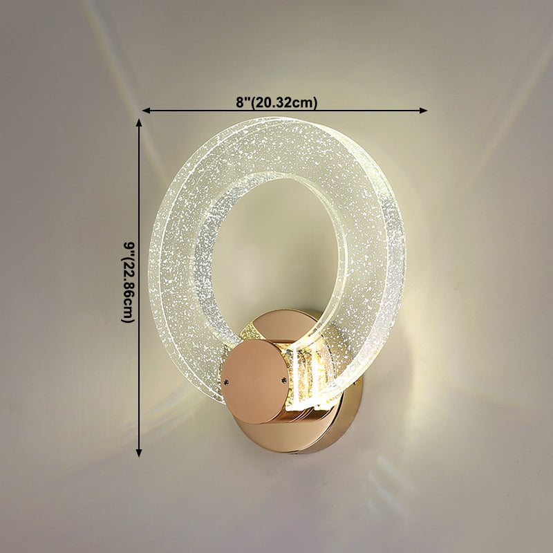 Luz de pared de cristal de forma redonda Estilo moderno 1 luz de montaje de pared ligera en oro