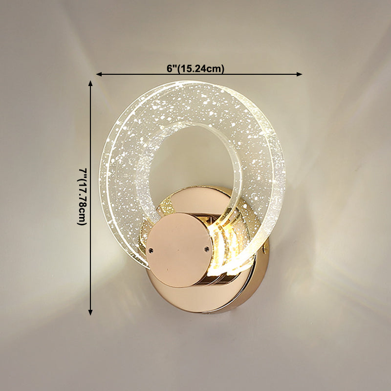 Luz de pared de cristal de forma redonda Estilo moderno 1 luz de montaje de pared ligera en oro