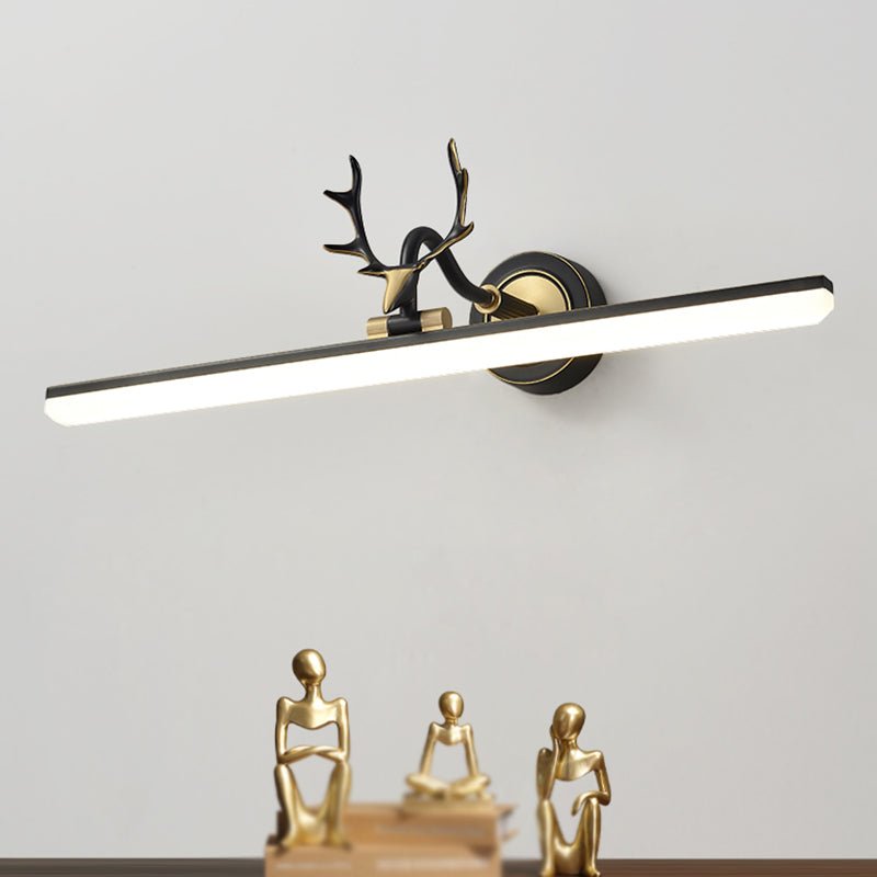 Metal Linear Shape Wall Light Modern 1-Light Mirror Wall Mount Light Fixture