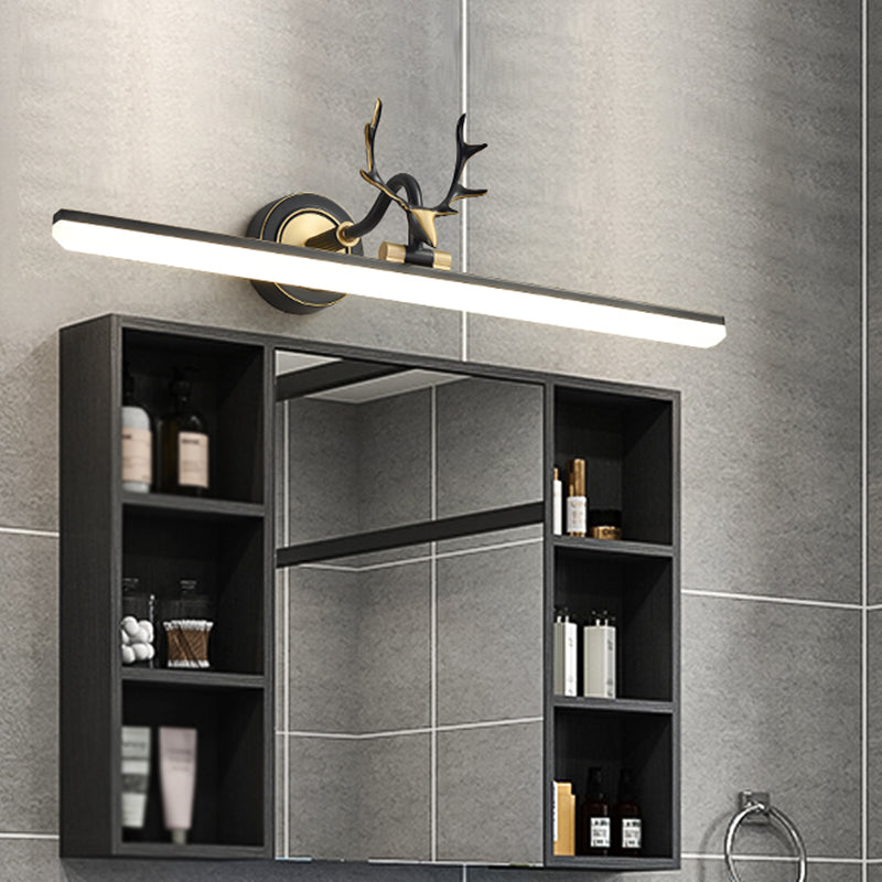 Metal Linear Shape Wall Light Modern 1-Light Mirror Wall Mount Light Fixture