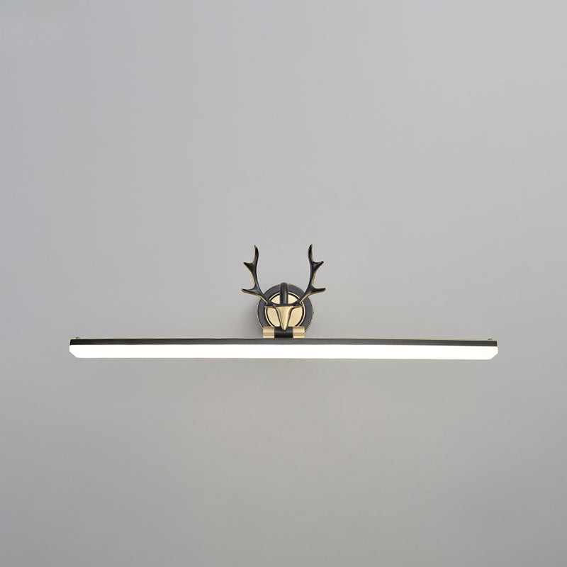Metal Linear Shape Wall Light Modern 1-Light Mirror Wall Mount Light Fixture