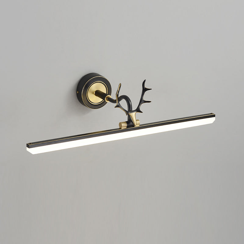 Metal Linear Shape Wall Light Modern 1-Light Mirror Wall Mount Light Fixture