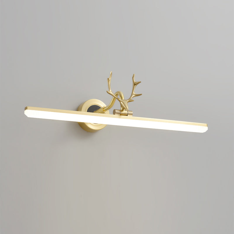 Metal Linear Shape Wall Light Modern 1-Light Mirror Wall Mount Light Fixture