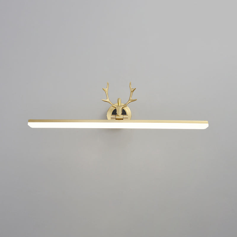 Metal Linear Shape Wall Light Modern 1-Light Mirror Wall Mount Light Fixture