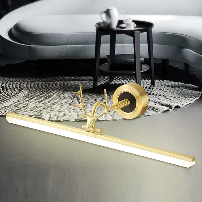 Metal Linear Shape Wall Light Modern 1-Light Mirror Wall Mount Light Fixture