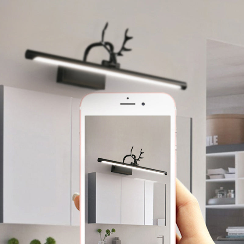 Luz de led recta lámpara de tocador de latón estilo americano con astas para el baño
