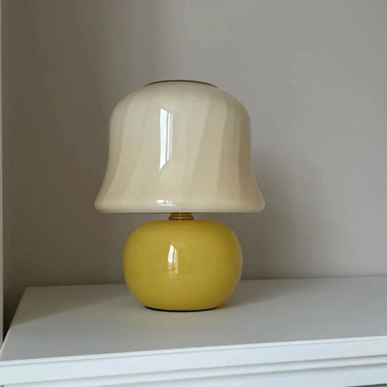 Mushroom Glass Nightstand Lamp Macaron Style 1 Head Bedroom Table Light
