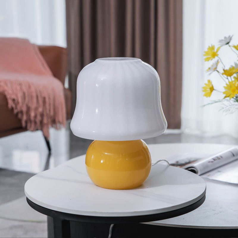 Mushroom Glass Nightstand Lamp Macaron Style 1 Head Bedroom Table Light
