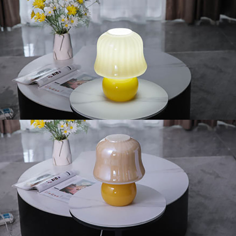 Mushroom Glass Nightstand Lamp Macaron Style 1 Head Bedroom Table Light