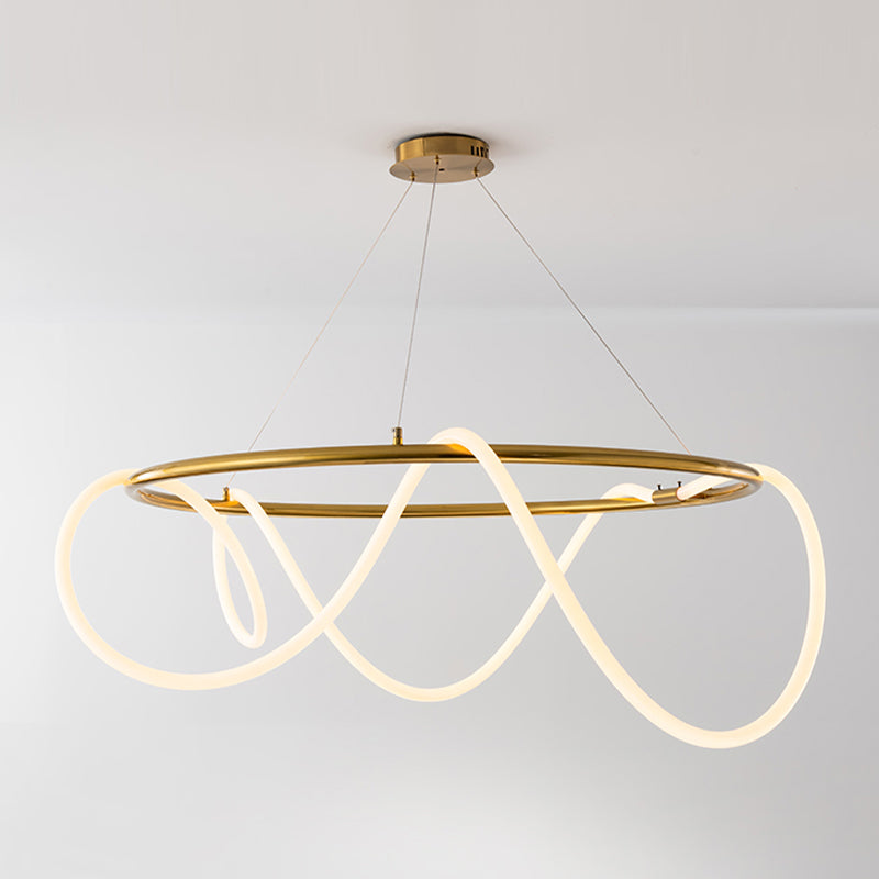 Moderne Kronleuchterbeleuchtungskörper Wohnzimmer Linear Kronleuchterlampe in Gold