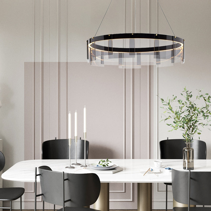 Moderner Stil runder Schatten hängend hängendes Glas Metall Anhänger Licht für Wohnzimmer