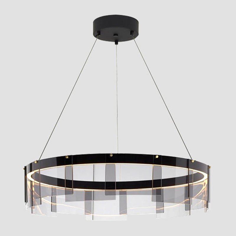 Moderner Stil runder Schatten hängend hängendes Glas Metall Anhänger Licht für Wohnzimmer