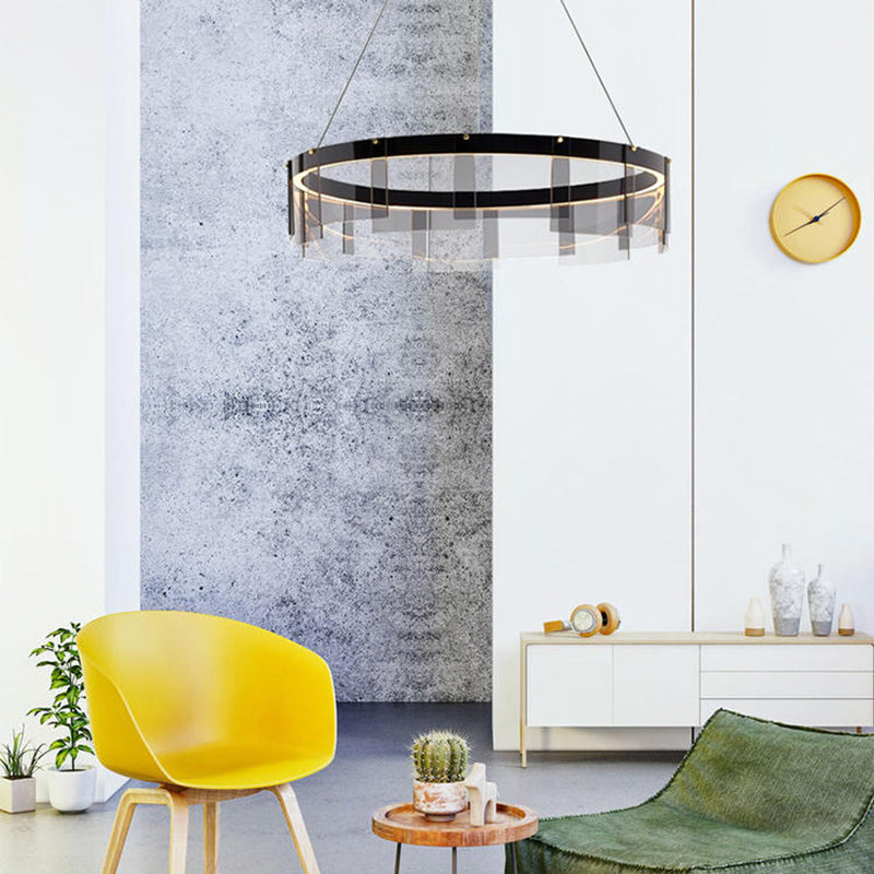 Moderner Stil runder Schatten hängend hängendes Glas Metall Anhänger Licht für Wohnzimmer