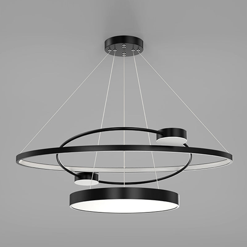Posto de lámpara LED LED de capas de metal de araña de círculo nórdico para restaurante