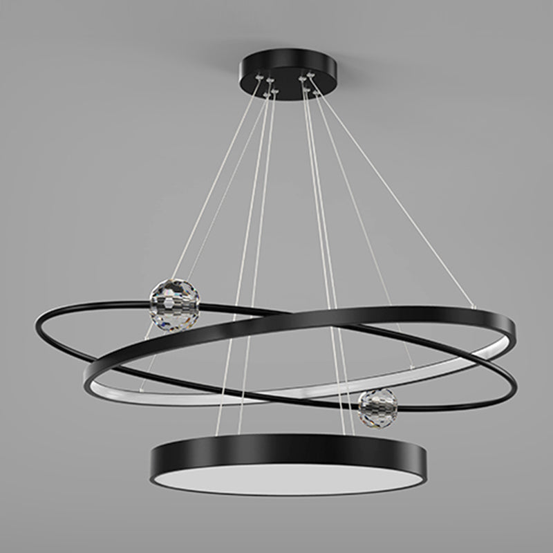 Posto de lámpara LED LED de capas de metal de araña de círculo nórdico para restaurante