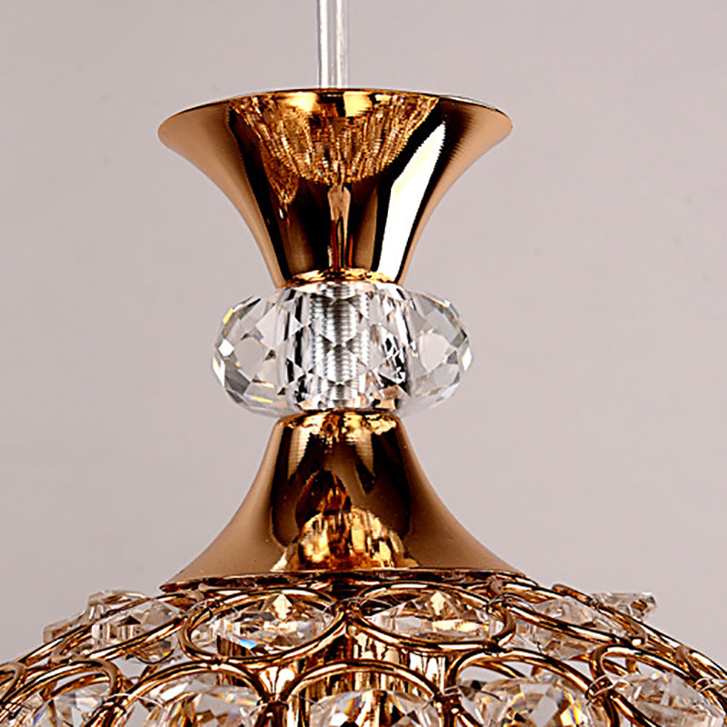 3-Light Dining Room Hanging Light Minimalist Pendant Lighting with Dome Crystal Shade