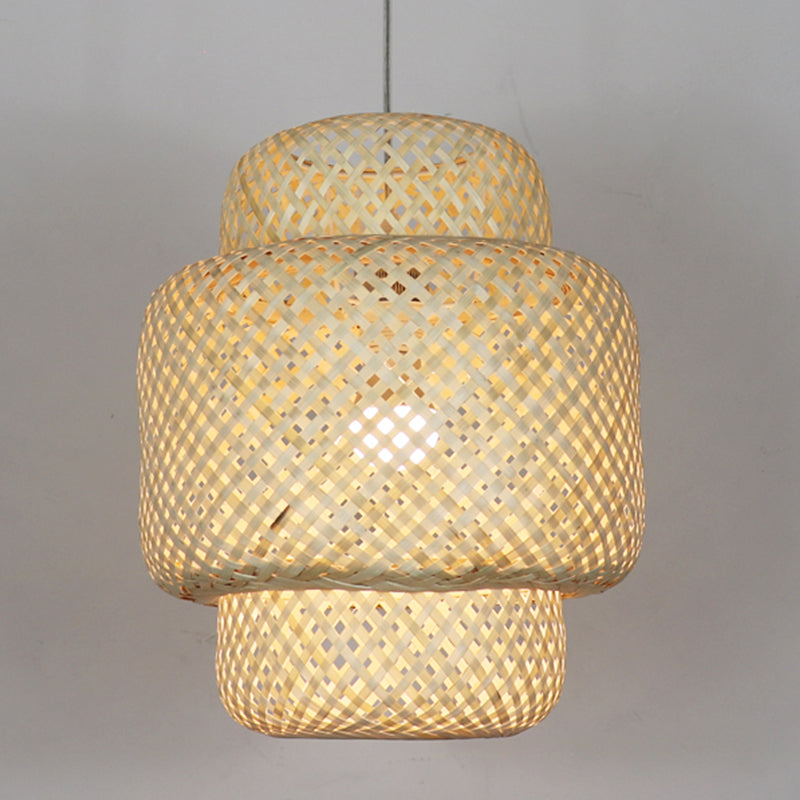 Nordic Weaving Pendant Lighting Bamboo 1-Light Dining Room Ceiling Suspension Lamp