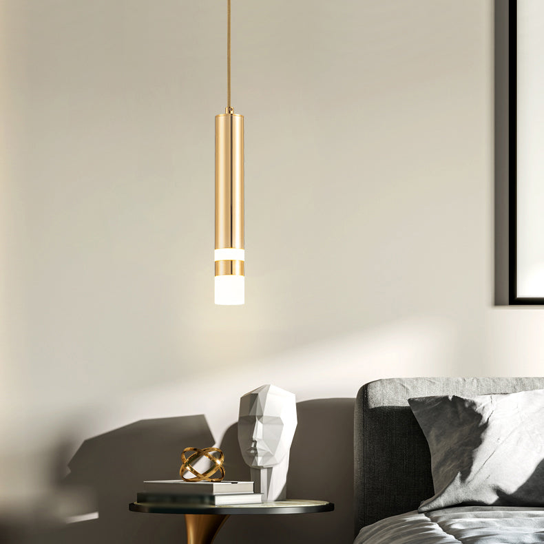 Forme de cylindre Metal Pendant Light Modern Style 1 Lumière Lumière Lumière en or