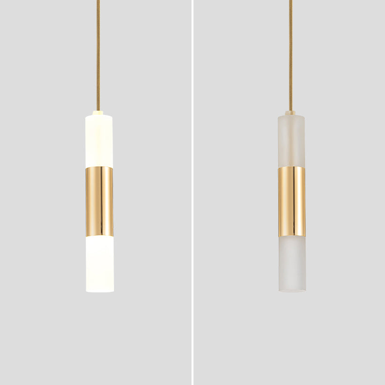 Forme de cylindre Metal Pendant Light Modern Style 1 Lumière Lumière Lumière en or