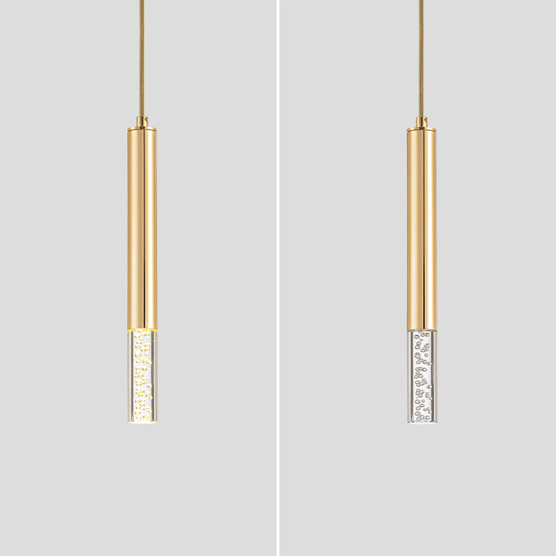 Forme de cylindre Metal Pendant Light Modern Style 1 Lumière Lumière Lumière en or