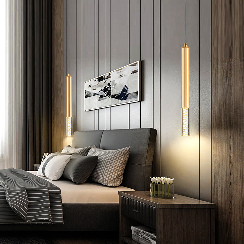 Forme de cylindre Metal Pendant Light Modern Style 1 Lumière Lumière Lumière en or