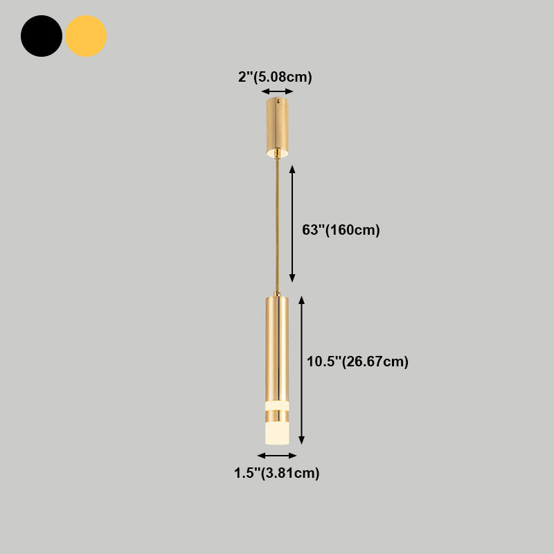 Forme de cylindre Metal Pendant Light Modern Style 1 Lumière Lumière Lumière en or