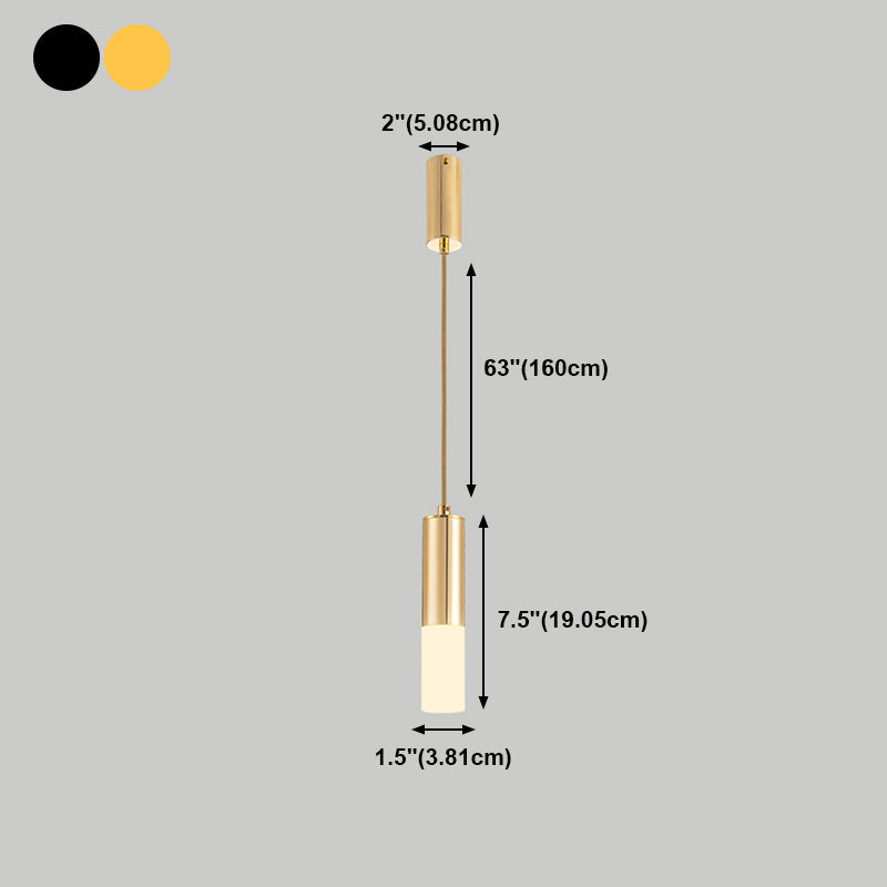Forme de cylindre Metal Pendant Light Modern Style 1 Lumière Lumière Lumière en or