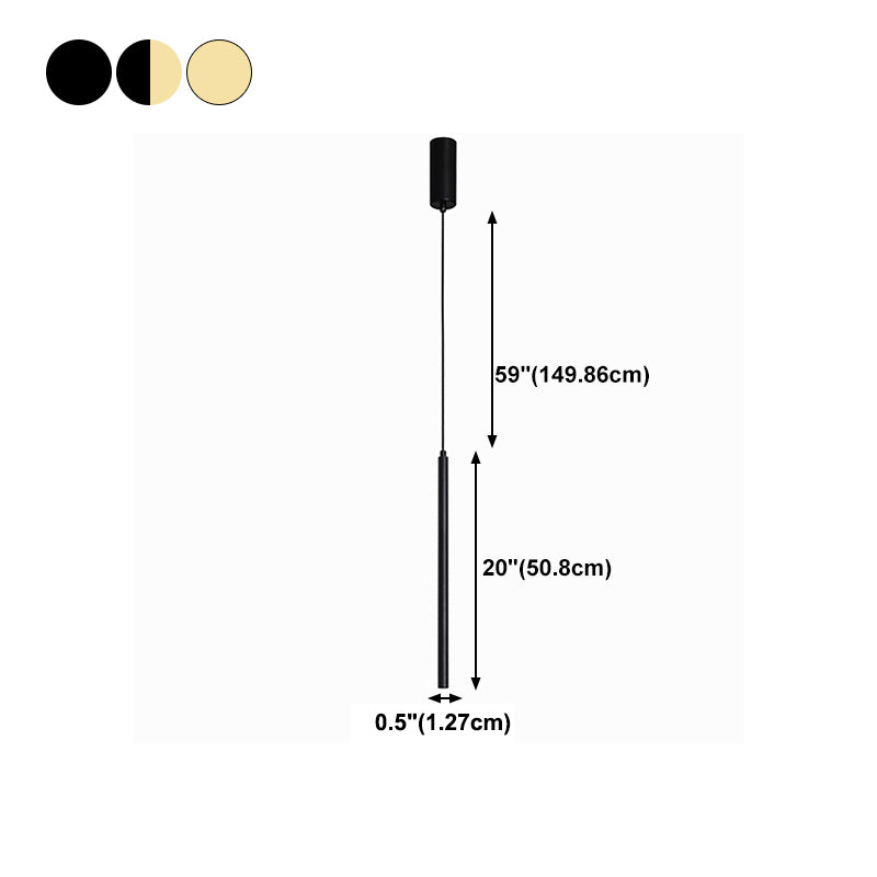 Cylinder Shape Metal Hanging Ceiling Light Modern Style 1 Light Pendant Light