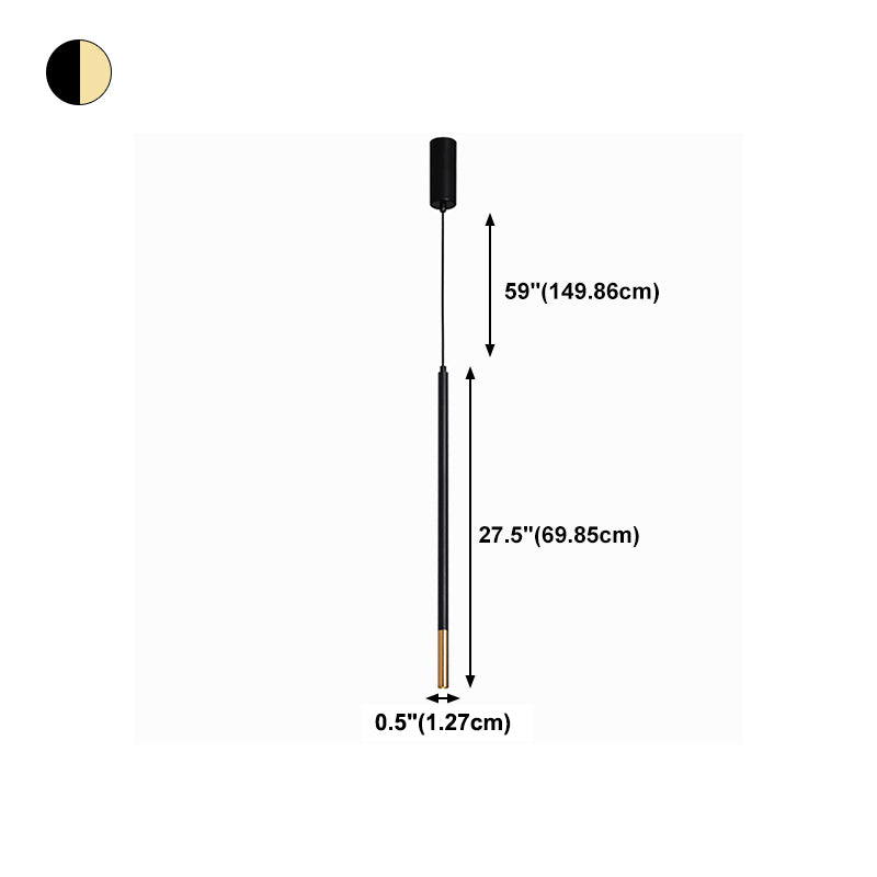 Cylinder Shape Metal Hanging Ceiling Light Modern Style 1 Light Pendant Light