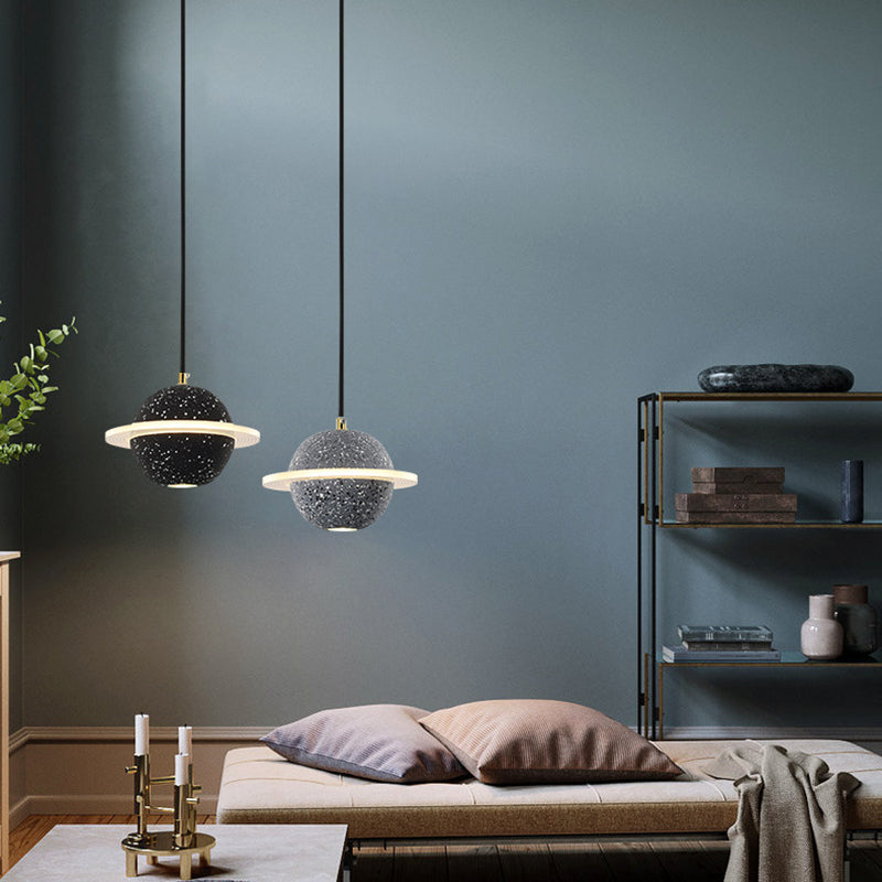 Modern Style Spherical Shape Hanging Light Stone Hanging Lamp for Bedroom