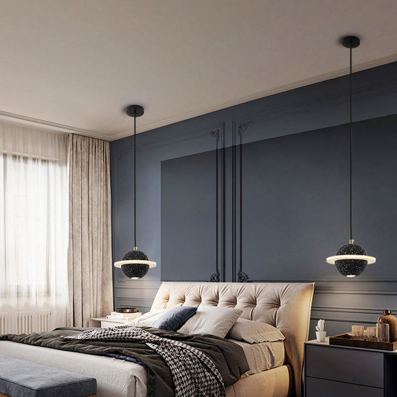 Modern Style Spherical Shape Hanging Light Stone Hanging Lamp for Bedroom