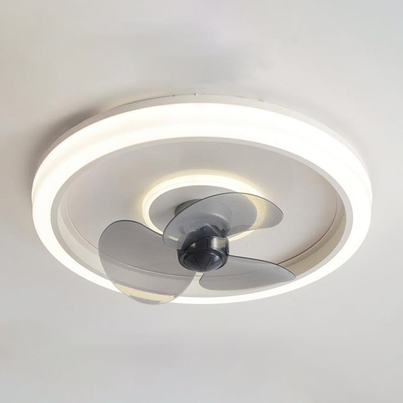 Round Shape Metal Ceiling Fan Modern Style 2 Lights Ceiling Fan Lamp