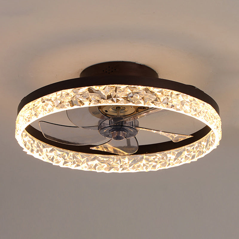 Moderner Kreis Deckenventilator Leuchtmetall 1 Leichte LED -Deckenventilator für Schlafzimmer