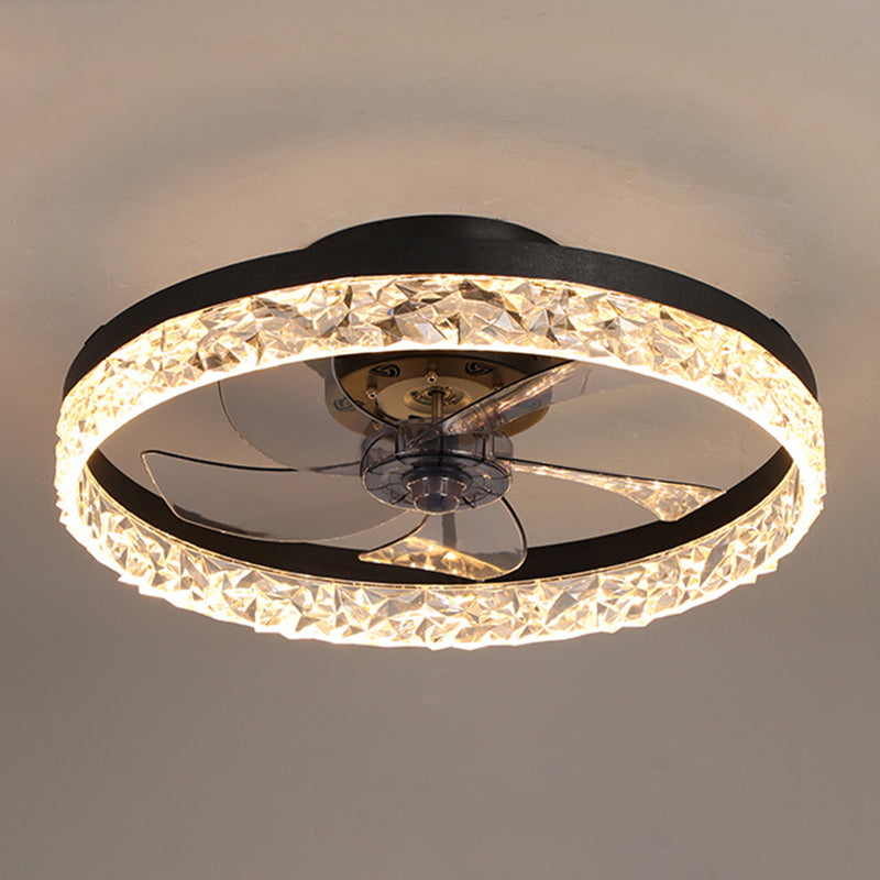 Moderner Kreis Deckenventilator Leuchtmetall 1 Leichte LED -Deckenventilator für Schlafzimmer