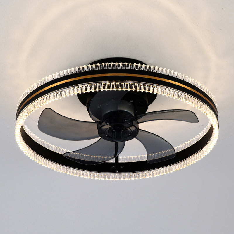 Metal Circle Ceiling Fan Lights Modern Style 2 Light LED Flush Lights
