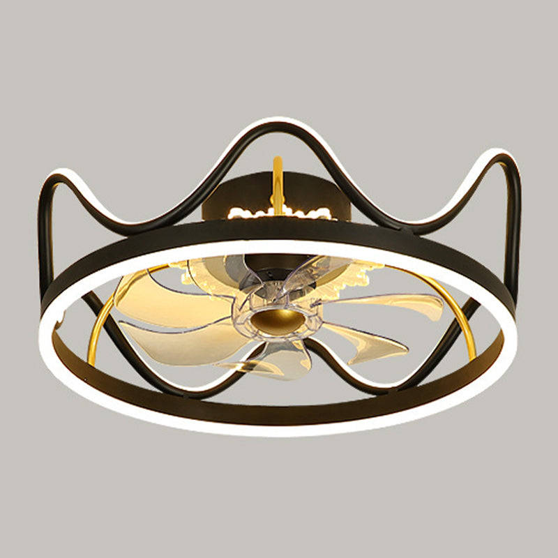 Metal Crown Shape Ceiling Fan Lights Modern Style 2 Light LED Flush Lights