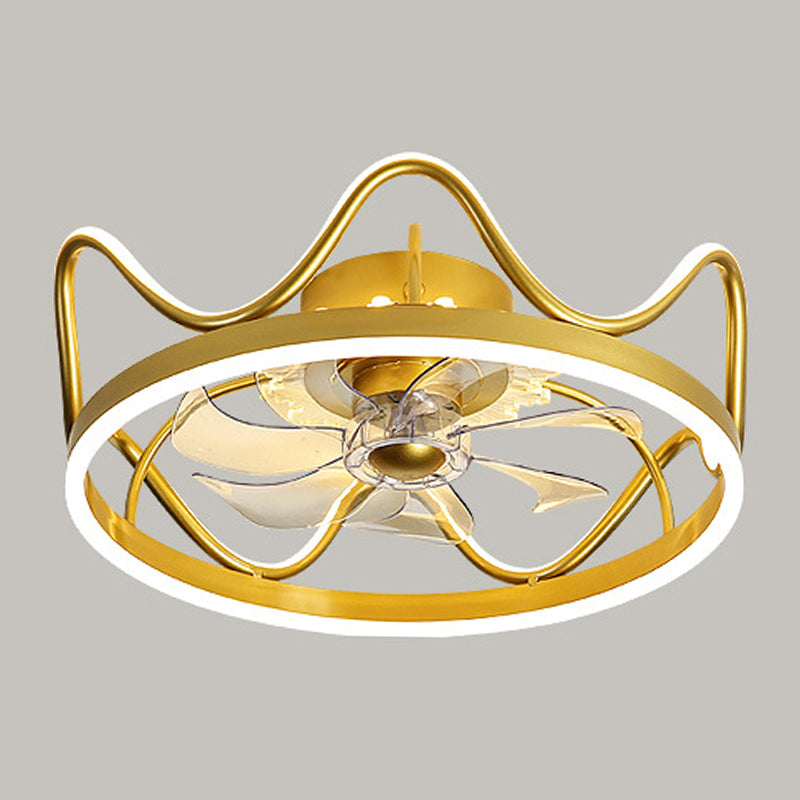Metal Crown Shape Ceiling Fan Lights Modern Style 2 Light LED Flush Lights