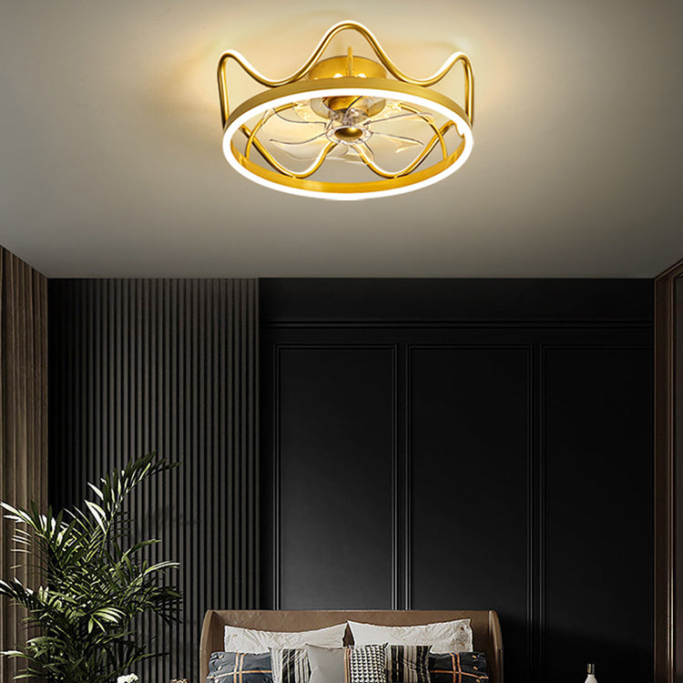 Metal Crown Shape Ceiling Fan Lights Modern Style 2 Light LED Flush Lights