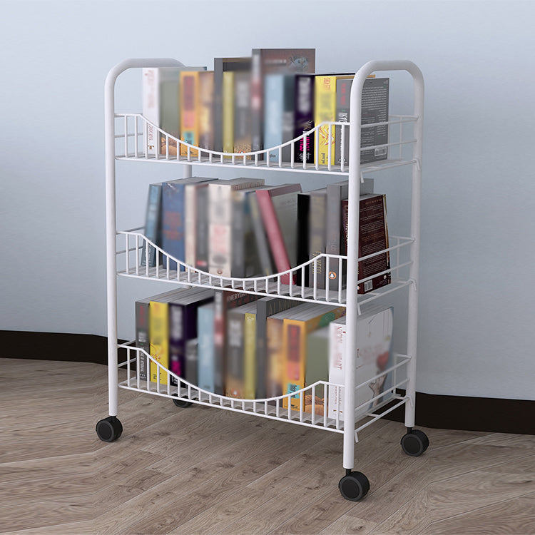 Steel Industrial Etagere Bookshelf Open Vertical Bookshelf with Caster Wheels