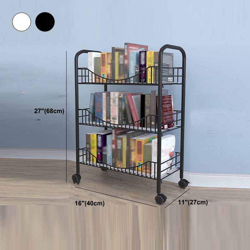 Steel Industrial Etagere Bookshelf Open Vertical Bookshelf with Caster Wheels
